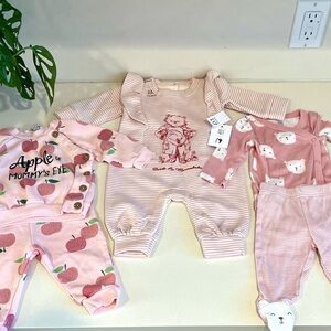 Baby Girl Outfit Bundle Pink Spring | 3 Sets | 0–6M